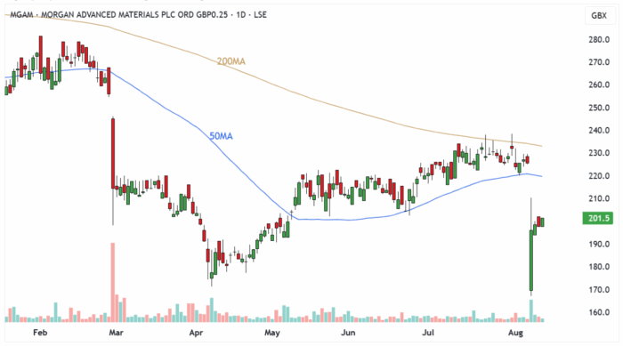 MGAM Daily Candle Chart