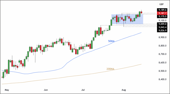 FTSE 100 Rolling Futures (Daily Candle Chart)