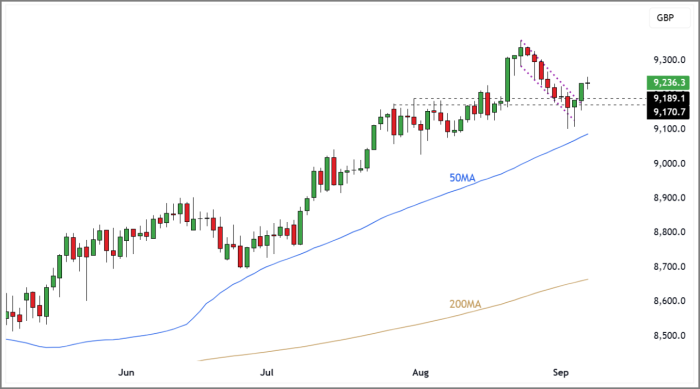 FTSE 100 Rolling Futures (Daily Candle Chart)