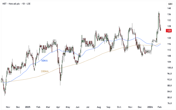 NET Daily Candle Chart