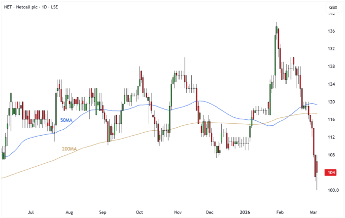 NET Daily Candle Chart